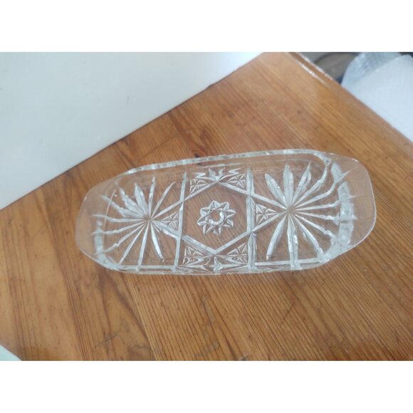 Vintage Anchor Hocking Covered Cut Glass Butter Dish Star Of David - Picture 4 of 11